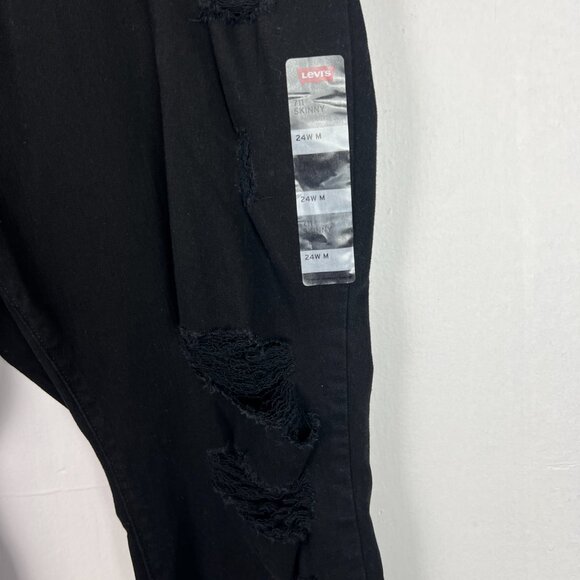 NWT Levi's 711 Skinny Jeans Distressed Hypersoft Black Plus Size 24W NEW - Picture 4 of 11